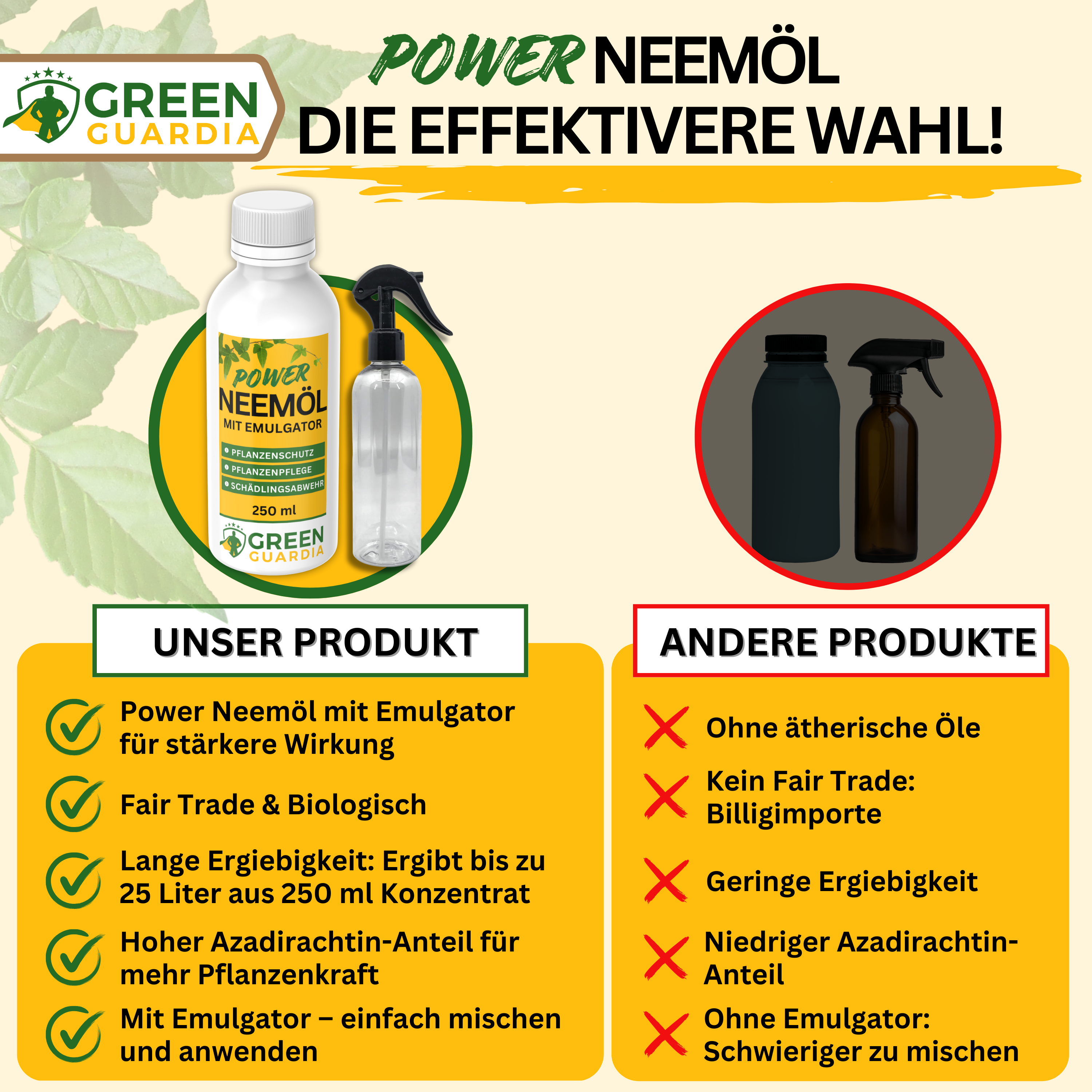 Olio di Neem potente con emulsionante per piante da appartamento e da giardino