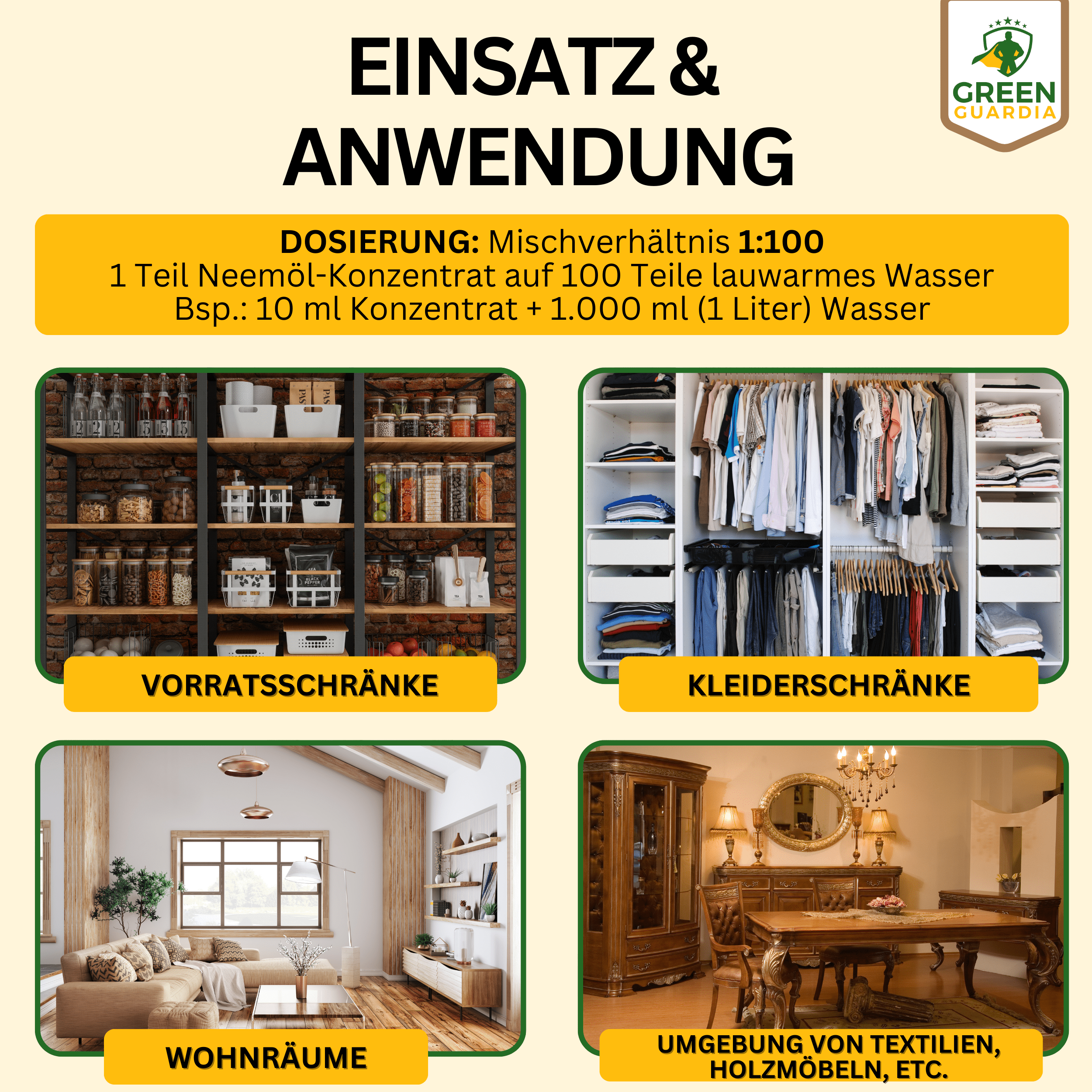 Power Neemöl gegen Lebens - & Kleidermotten - Green Guardia - Ihr Experte für Schädlinge und Pflanzen