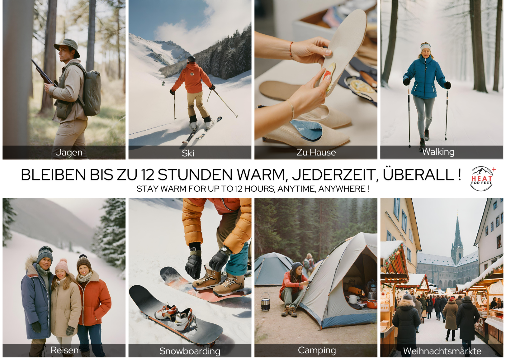 Heat for Feet, 10 pairs of heated insoles, up to 12 hours of warmth, one size fits all (36-46), thin & flexible, insole warmers, instant warming insoles, shoe warmers