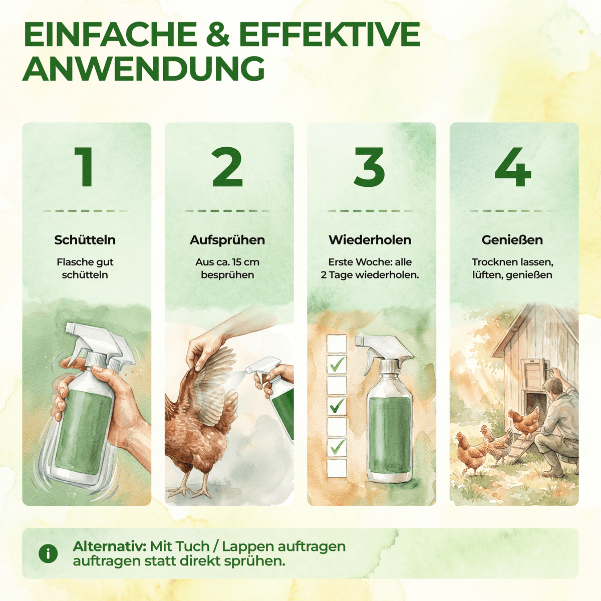 Milben-Abwehrspray für Hühner & Geflügel – Power-Konzentrat 500 ml - Green Guardia - Ihr Experte für Schädlinge und Pflanzen