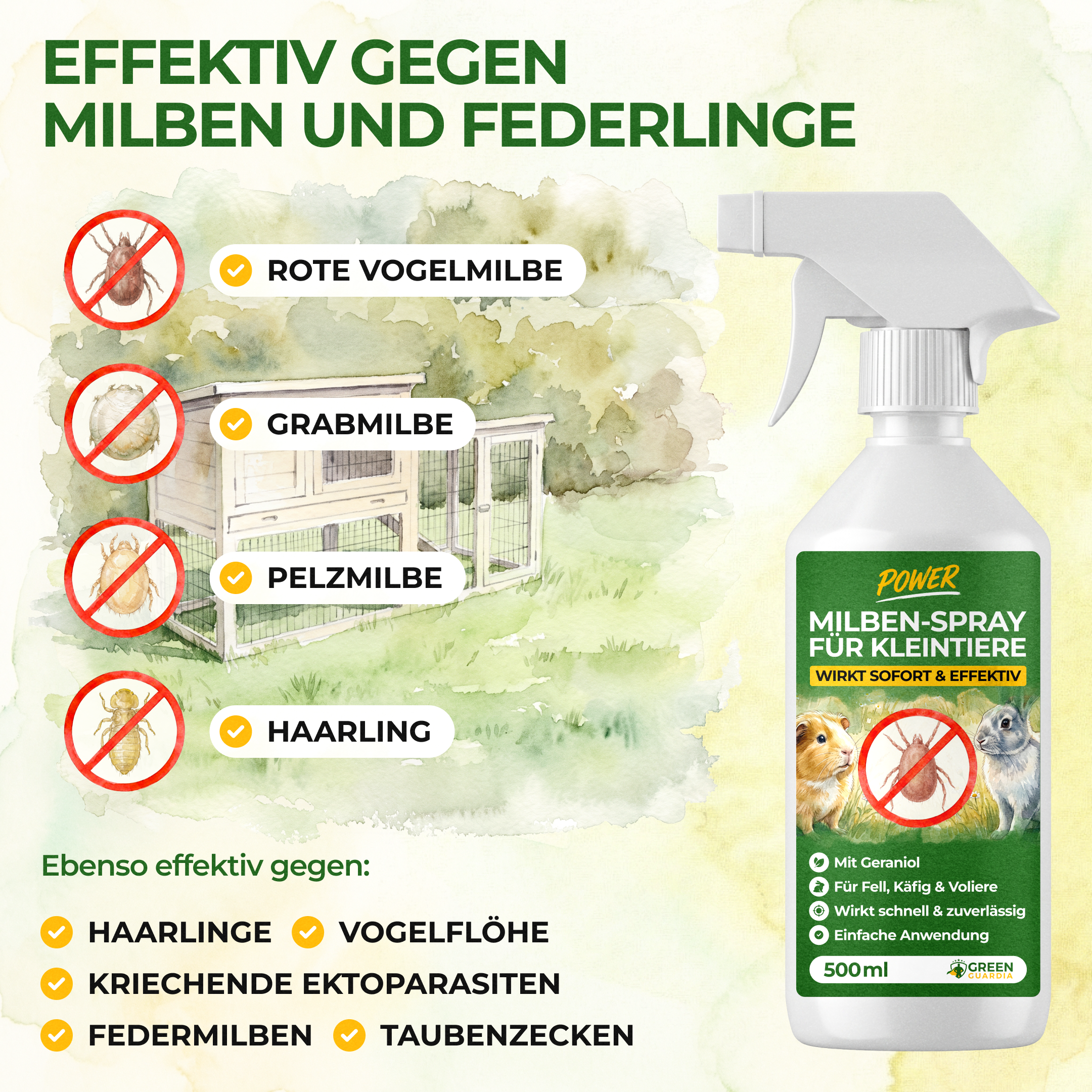 Milben-Abwehrspray für Kleintiere – Power-Konzentrat 500 ml
