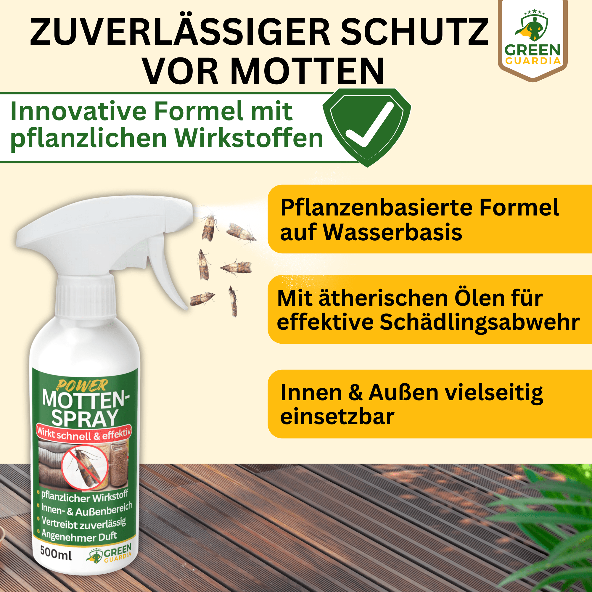 Motten - Abwehrspray Power - Konzentrat - Green Guardia - Ihr Experte für Schädlinge und Pflanzen