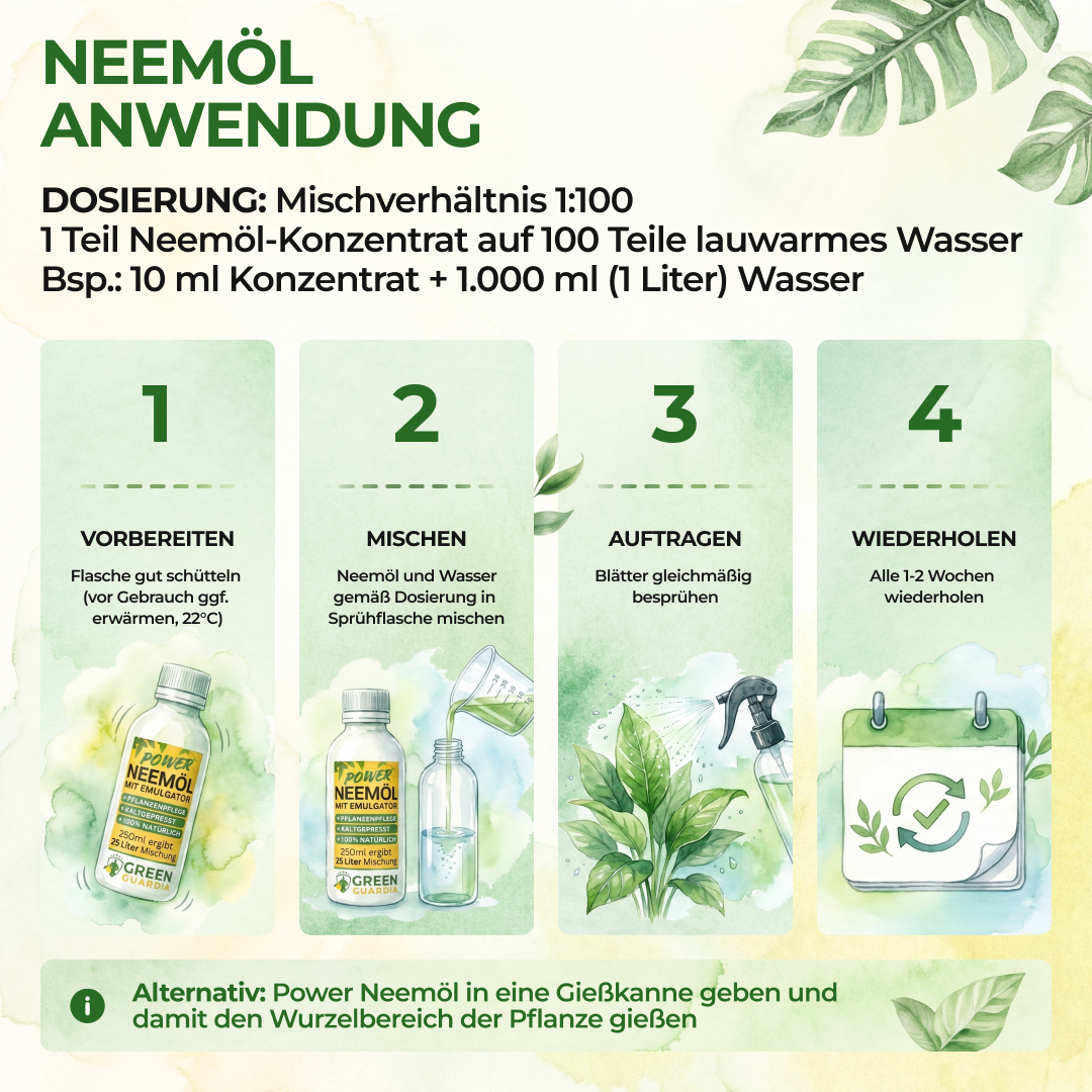 Huile de Neem puissante avec émulsifiant pour plantes d'intérieur et de jardin 
