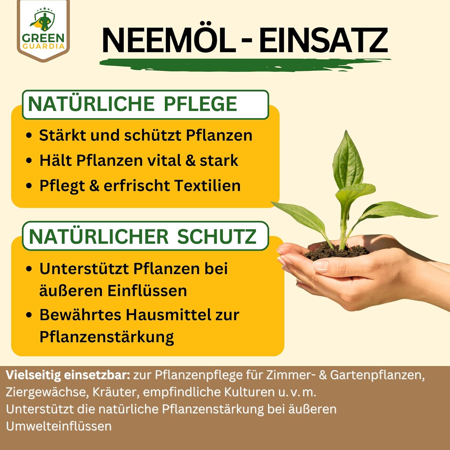 Power Neemöl mit Emulgator für Zimmerpflanzen & Garten - Green Guardia - Ihr Experte für Schädlinge und Pflanzen