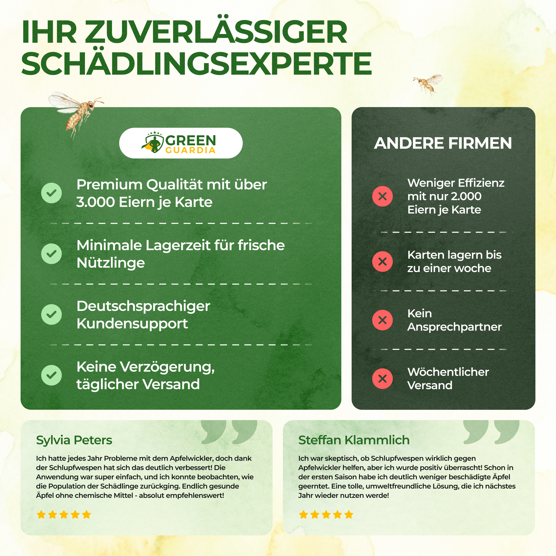 Schlupfwespen gegen Apfelwickler - Green Guardia - Ihr Experte für Schädlinge und Pflanzen
